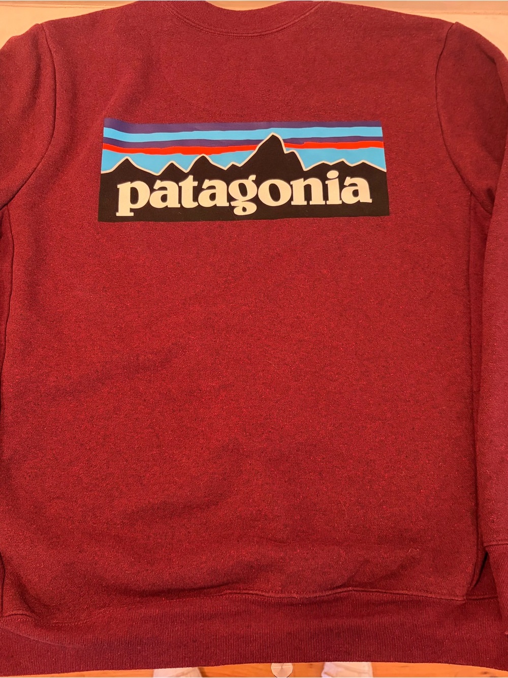 Patagonia Burgundy Crewneck Sweatshirt with Mountain Logo
